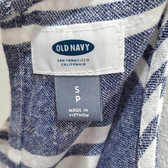 OLD NAVY MIDI SUMMER DRESS, Sz S, Blue/White, Striped, Sleeveless, Linen/Rayon - Picture 5 of 11